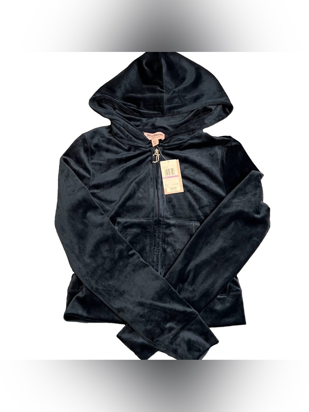 Juicy Couture Classic Velour Zip Hoodie In Navy Size S New